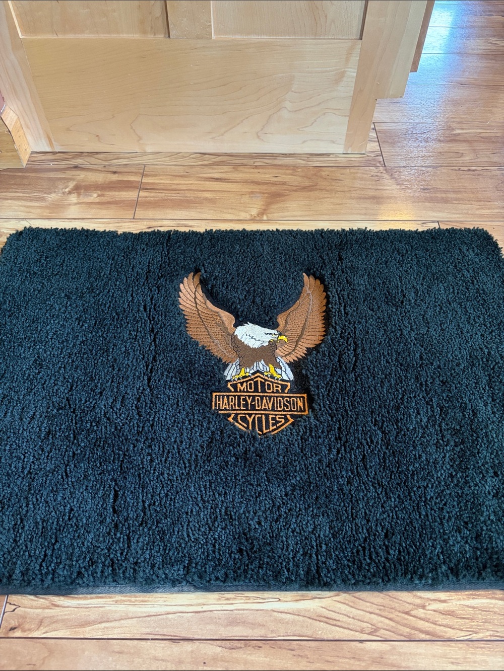 Vintage Harley Davidson patch Sears Roebuck Showroom Carpet Sample Customize Rug
